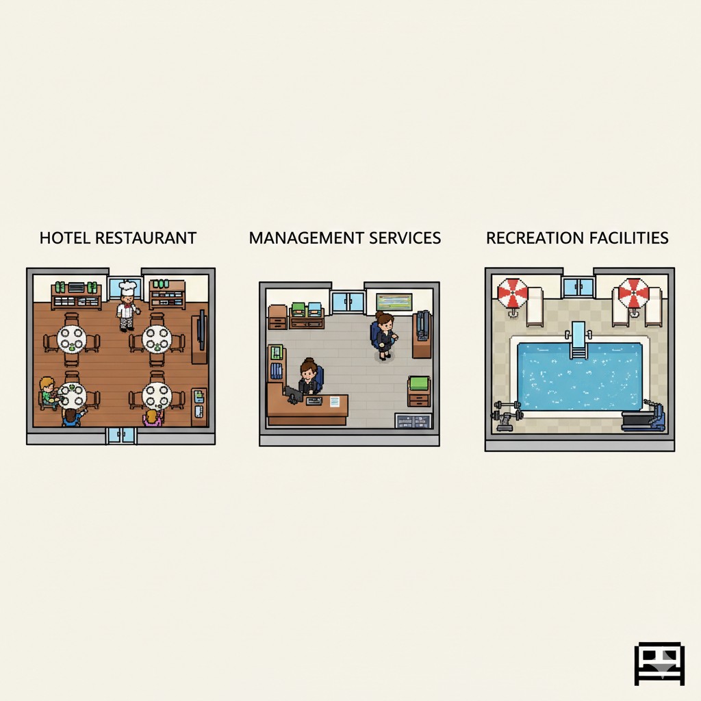 Illustration conceptuelle de services d’un hôtel