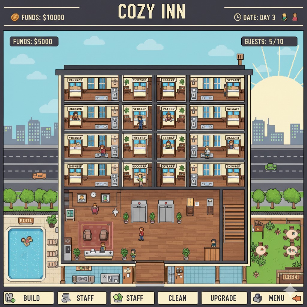 Illustration conceptuelle d’un hôtel en 2D